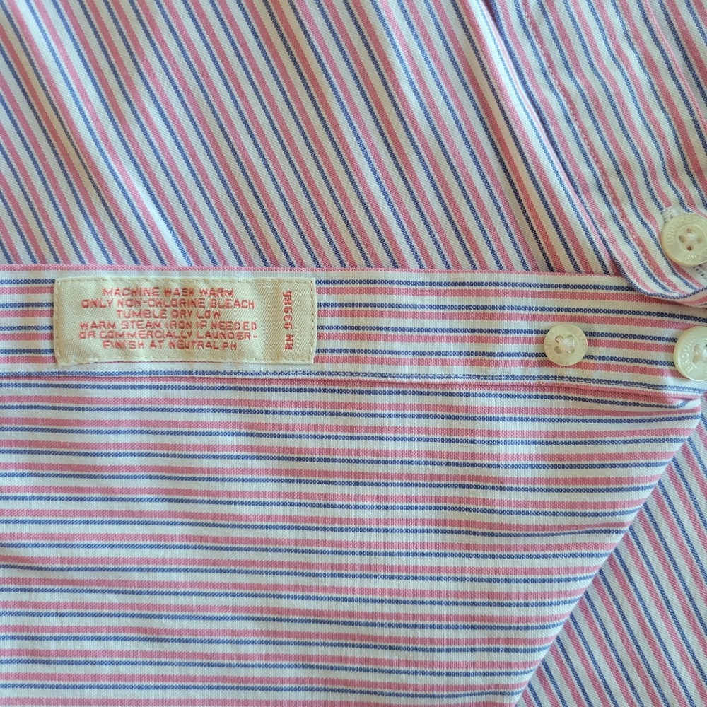 Brooks Brothers Men's Button Up Long Sleeve Shirt Size L Pink Blue Pin Stripes. - Picture 3 of 8